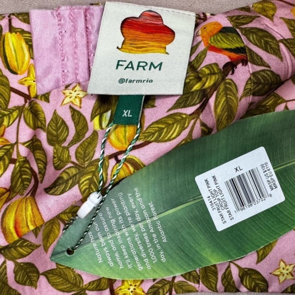 NWT Farm Rio Starfruit Satin Cropped/Bandeau Top Boho Summer | Size XL - Picture 6 of 11